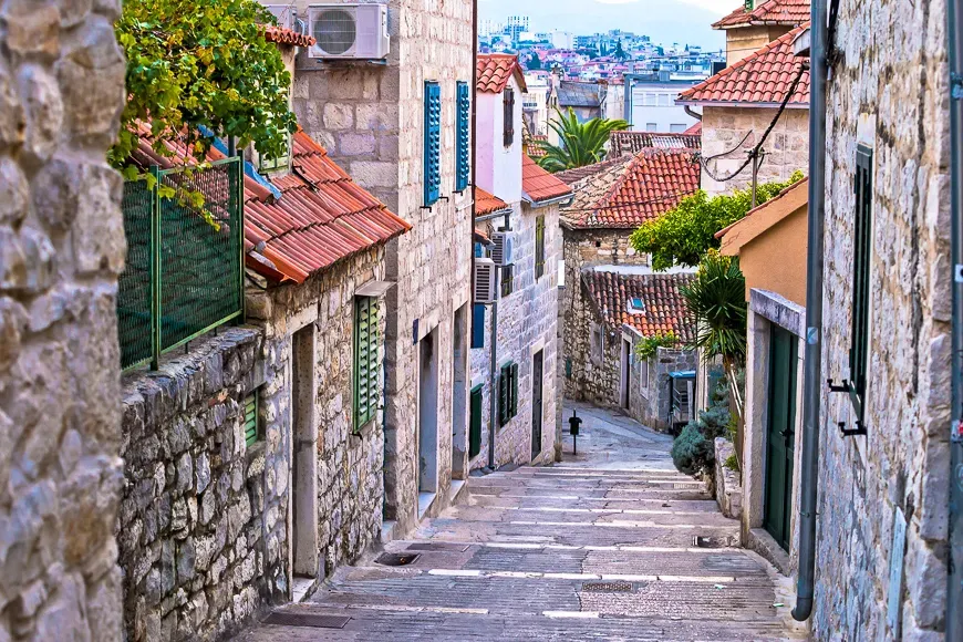 Old stone street of Split historic city, Dalmatia, Croatia